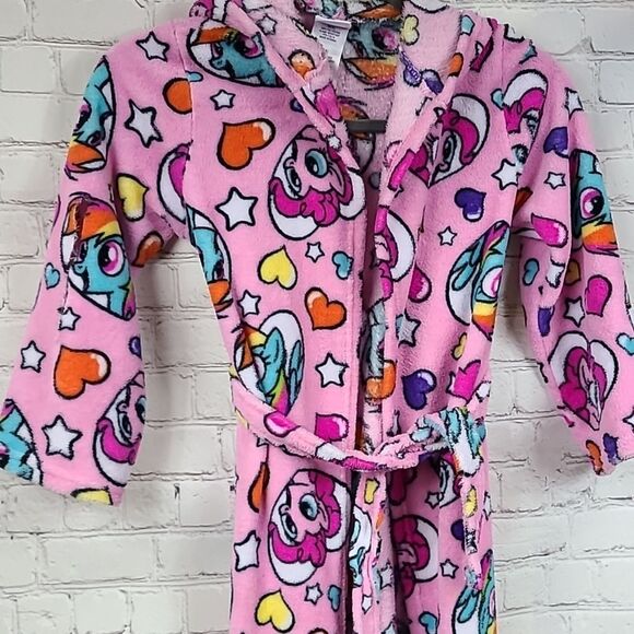 🚨 FLAW - My Little Pony Pink Plush Bath Robe Girls Fuzzy Bathrobe Fabric Piece - Picture 2 of 8